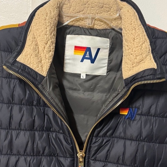 Aviator Nation Navy sunburst Puffer Vest with Rainbow Accents - Picture 3 of 3